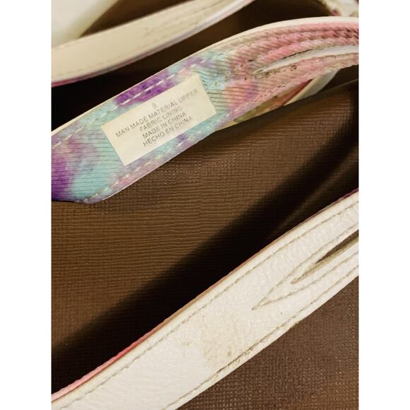 Flojos Women's White Tie Dye Thong Flip Flops Size 8 Fabric Lining - Picture 3 of 6
